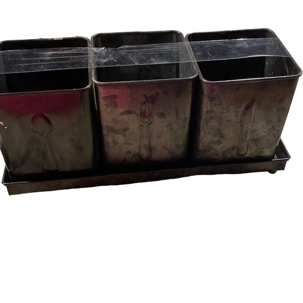 Galvanized  Silverware/Flatware Holder NEW‎